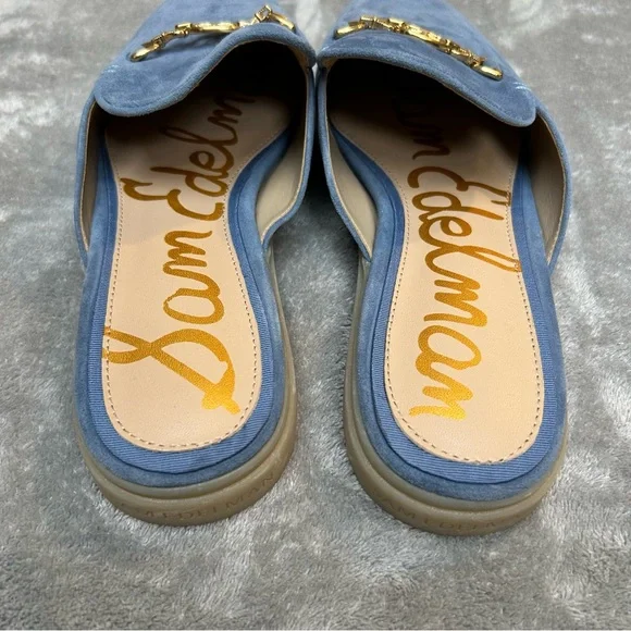 Sam Edelman Women’s Kira Blue & Gold Stone Suede Mule Size 9 M Slide On Shoes - Picture 7 of 16